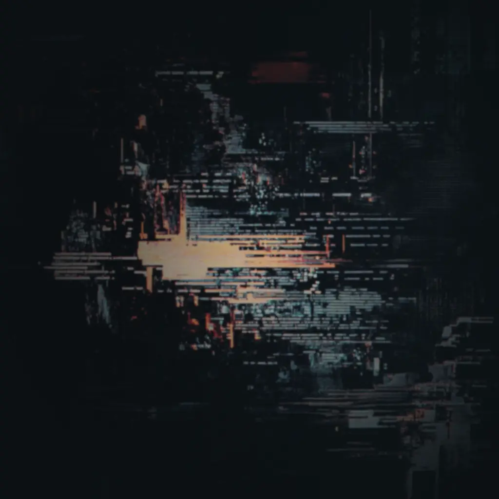 Stylized Bold Ages abstract digital glitch artwork with orange and teal distortion patterns resembling a data crash or system break.